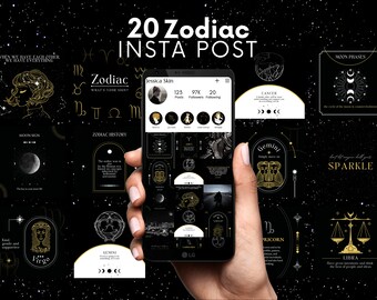 20 Instagram-grafik för stjärntecken | Instagram-inlägg för stjärntecken | Grafik för sociala medier | Marknadsföring i sociala medier | Stjärnteckengrafik |