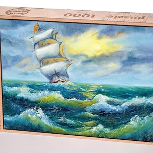 Wooden Jigsaw Puzzle For Adults Sailboat and the Sea 2000-1000-500-204 Pieces Mother&#39;s Day Gift for Her for Him
