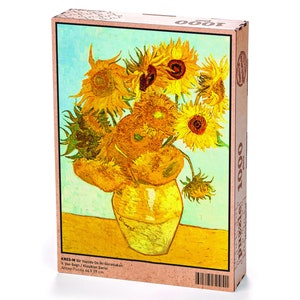 Vase avec douze tournesols Vincent Van Gogh Puzzle en bois Puzzle pour adultes 2000-1000-500-204 Pièces Cadeau pour elle pour lui