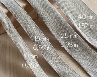 10/15/25/40 mm wide linen ribbon, linen wrapping ribbon, linen trim various sizes