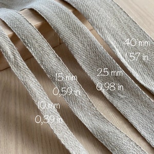 Ruban de lin de 10/15/25/40 mm de large, ruban d'emballage en lin, bordure en lin de différentes tailles