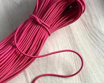 2 mm Elastische Kordel 5 Meter, runde elastische Kordel rosa Farbe