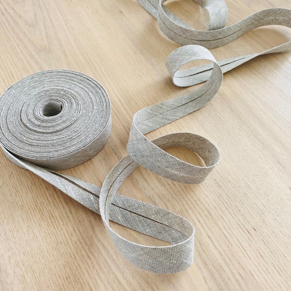 Linen bias tape-light grey natural linen bias tape 20mm-natural binding tape 0.79 in-bias tape 2 cm