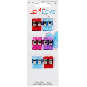 Prym Love Fabric Clips: Quilting Sewing Binding Tool (12 pc, 2.6 cm)