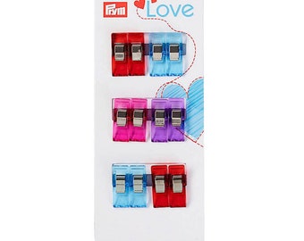 Prym Love fabric clips 12 pc, 2.6 cm, fabric clips, Quilting binding tool, Clips for sewing