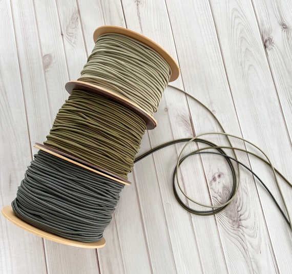 Khaki Elastic Cord: 2.5mm Round Elastic String for Bracelets
