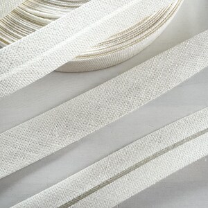 Ecru Linen Bias Tape, 20mm Natural Linen Binding, Off White Fabric Tape, Neutral Sewing Trim for Clothing, Linen Ribbon by Meter image 5
