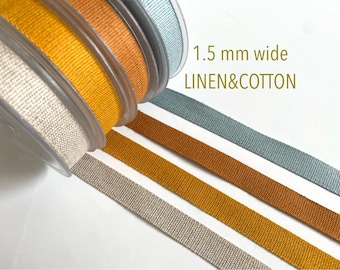 Linen Cotton Ribbon: 1.5mm Natural Fiber Crafting Ribbon