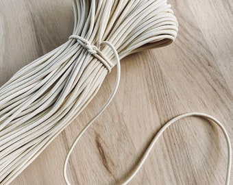 2 mm elastic cord 5 meters, round elastic cord light cream color