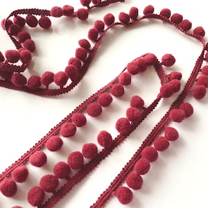 10 mm wide Pompom Trim, Pom Pom Braid, Clothes Decoration, Decor Pompom Trim, Choose various colors, Burgundy Pom Pom Trim Garland.