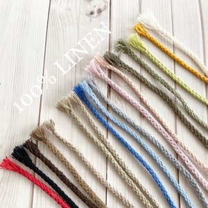 Linen rope 5 mm (0,20 in) various colors, 100 % linen rope for crafts, Linen ribbon crochet projects, Linen rope decor, Macrame cord linen