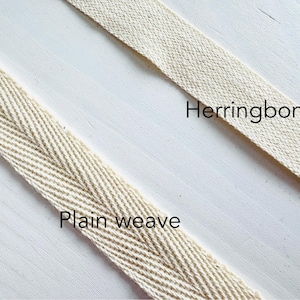 Cinta de sarga de algodón natural de 15 mm, 0,6 pulgadas, con diseño de espiga y tejido liso para proyectos de costura, manualidades y bricolaje