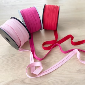 Red & Pink Cotton Bias Tape: 20mm Single Fold Trim
