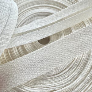 Ecru Linen Bias Tape, 20mm Natural Linen Binding, Off White Fabric Tape, Neutral Sewing Trim for Clothing, Linen Ribbon by Meter image 3