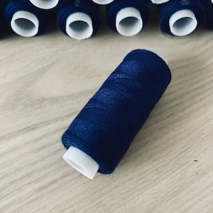 Dark blue sewing thread, Sewing thread 200 yd blue, Polyester hand and machine sewing thread, Sewing thread dark blue