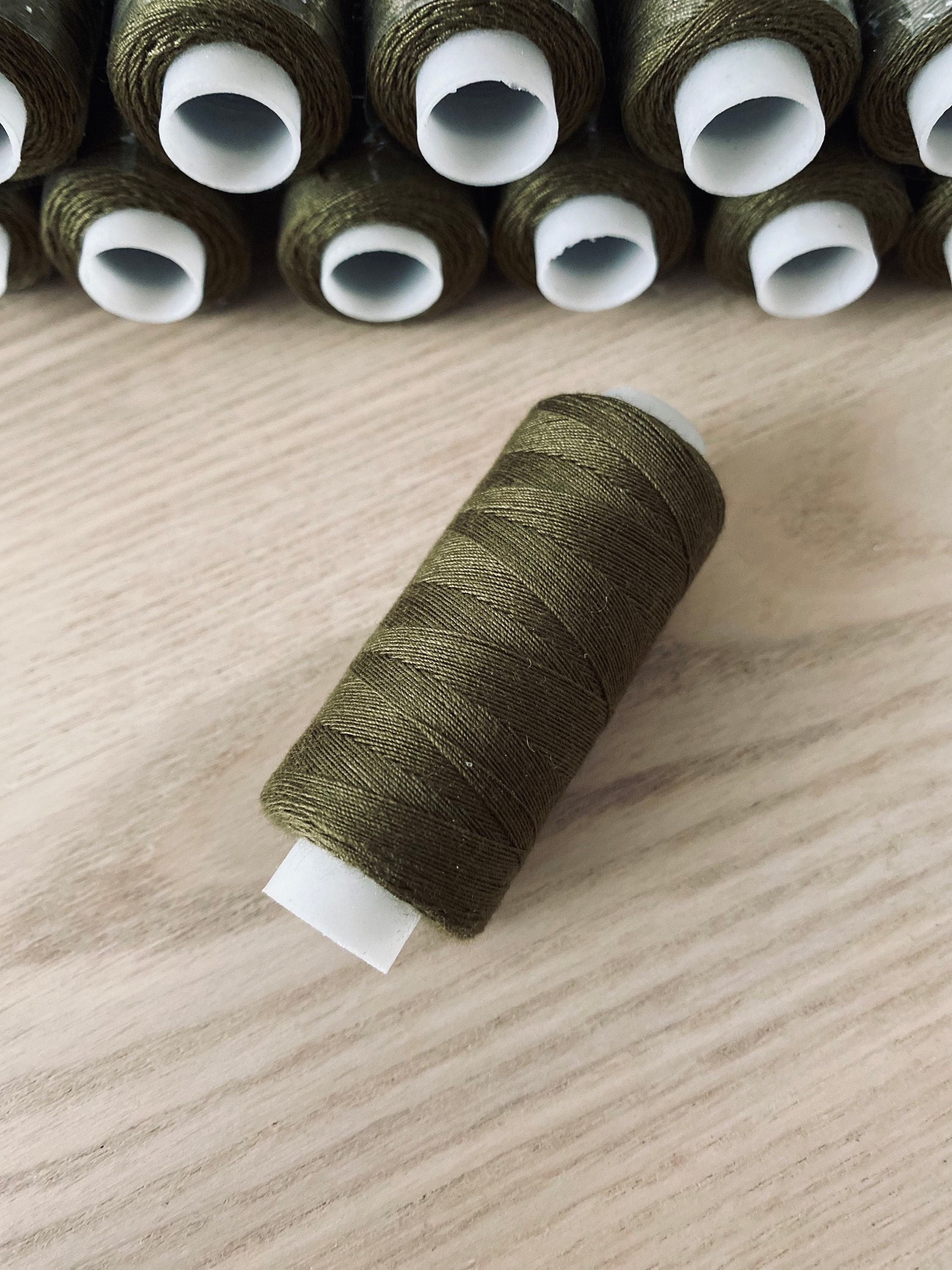 Linen Hand Sewing Thread Khaki Green, 50m Roll Gutermann, Strong