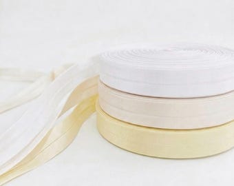 20mm Satin Bias Tape, 3/4 Inch Single Fold Satin Binding, Ivory White Yellow Ribbon Trim, Sewing Crafts Notions