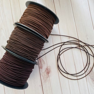 Corda elastica marrone rotonda diametro 2,5 mm, Corda elastica forte e resistente, Corda elastica Marrone, Cordoncino elastico per gioielli