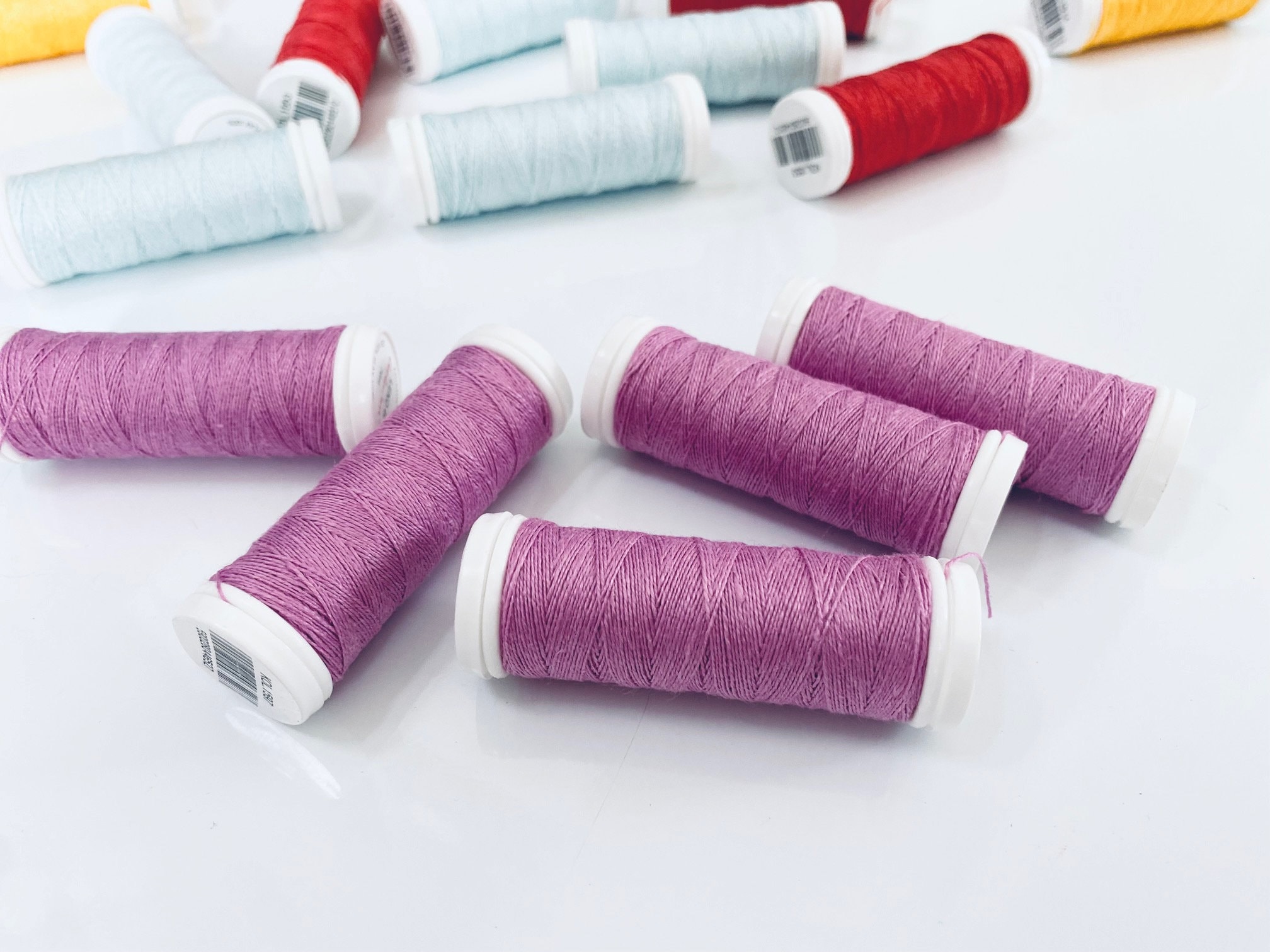 100% Pure Linen Thread: Hand Sewing, Lilac, Yellow, Red, Blue