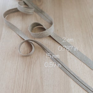 Natural Linen Bias Tape: Grayish Beige, Single Fold (15/20mm)
