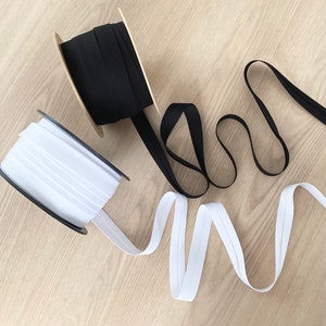 Black & White Cotton Bias Tape: 20mm Single Fold Trim