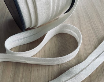 Ecru Linen Bias Tape: 20mm Natural Binding