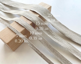 10/15/25 mm wide linen ribbon, Linen wrapping ribbon, Linen tape for home decor, Wedding decor trim