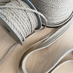 Trenza de lino natural/ Adornos de lino de varios tamaños/ Trenza de lino para cinturones de bolsos, manualidades/ Cinta de lino natural
