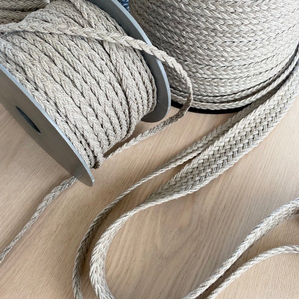 Linen natural braid/ Linen trim various sizes/ Linen braid for bag belts, crafting/ Natural linen ribbon