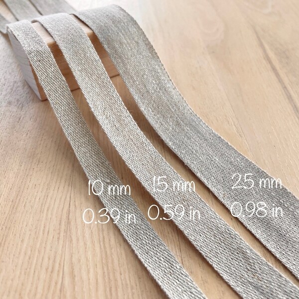 10/15/25 mm wide linen ribbon, Linen wrapping ribbon, Linen tape for home decor, Wedding decor trim