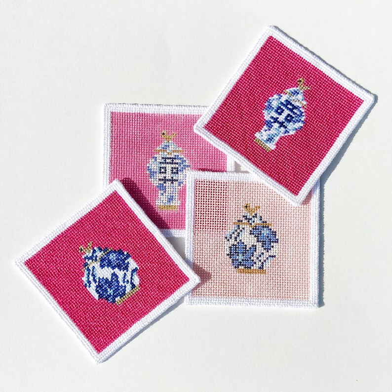 Ginger Jar Needlepoint Coaster Kit 2 Canvases With Threads & Etsy