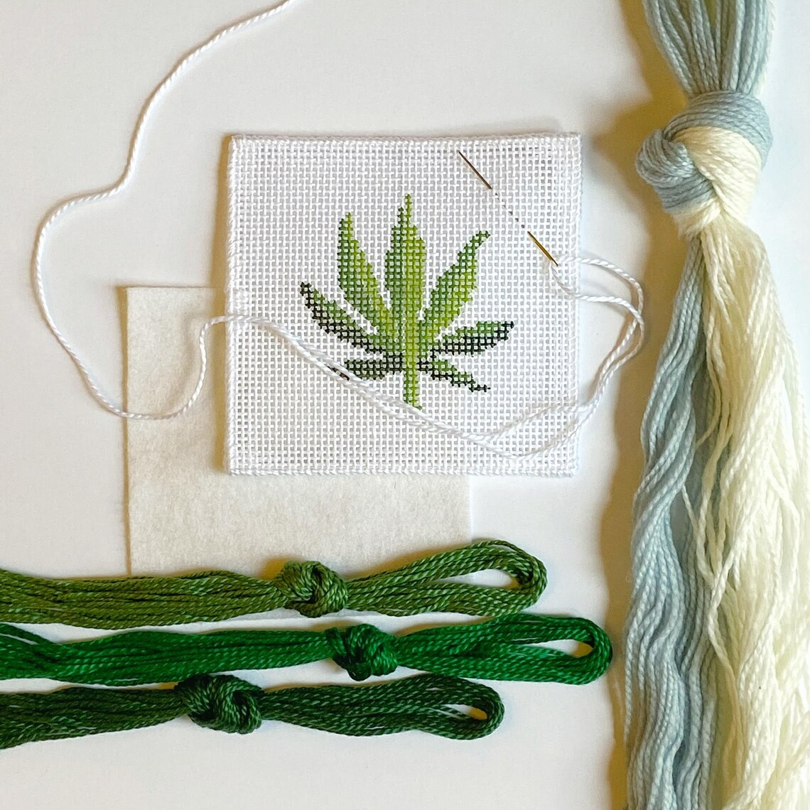 Marijuana Leaf Needlepoint Coaster Kit 2 Canvases With Etsy UK