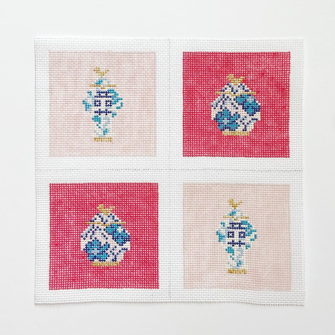 Ginger Jar Needlepoint Coaster Canvas Etsy