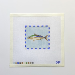 Fish hand painted needlepoint canvas - 13 count mesh canvas