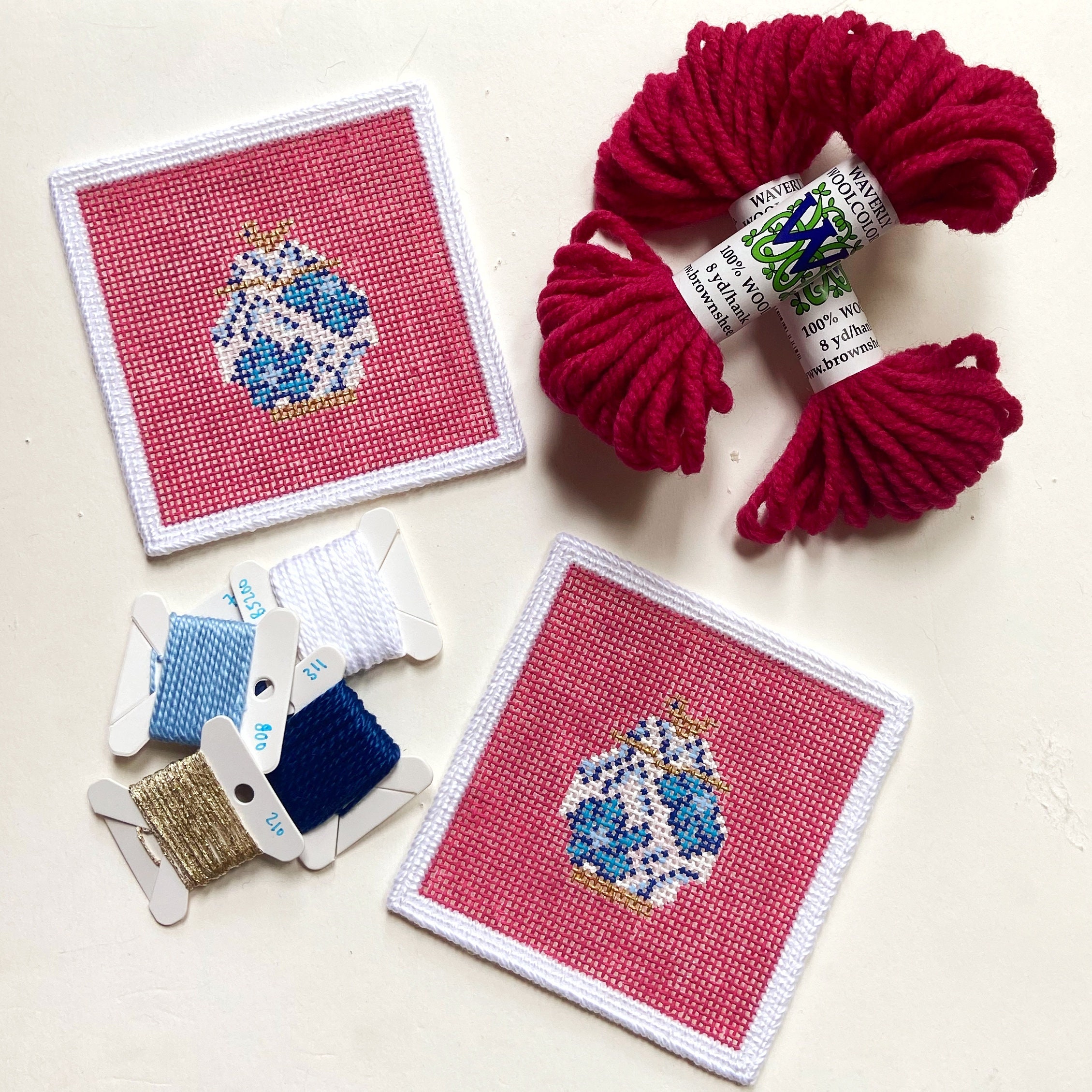 Ginger Jar Needlepoint Coaster Kit 2 Canvases With Threads & Etsy