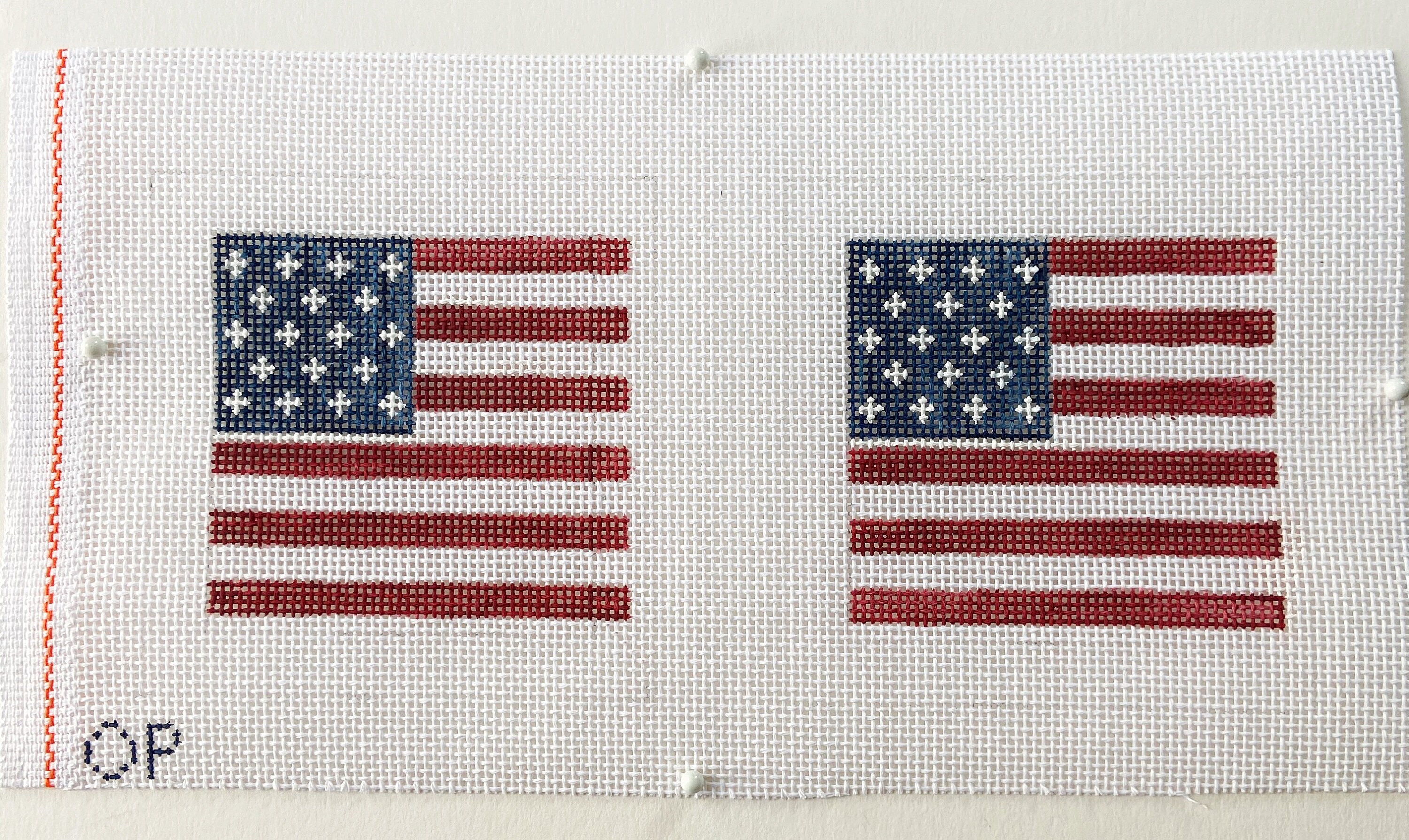 American Flag Needlepoint oranament canvas 18 count mesh Etsy