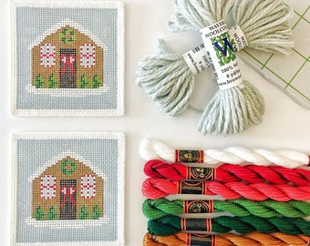 Ginger Bread House Coaster Kit (2 or 4 canvases with threads & finishing's)