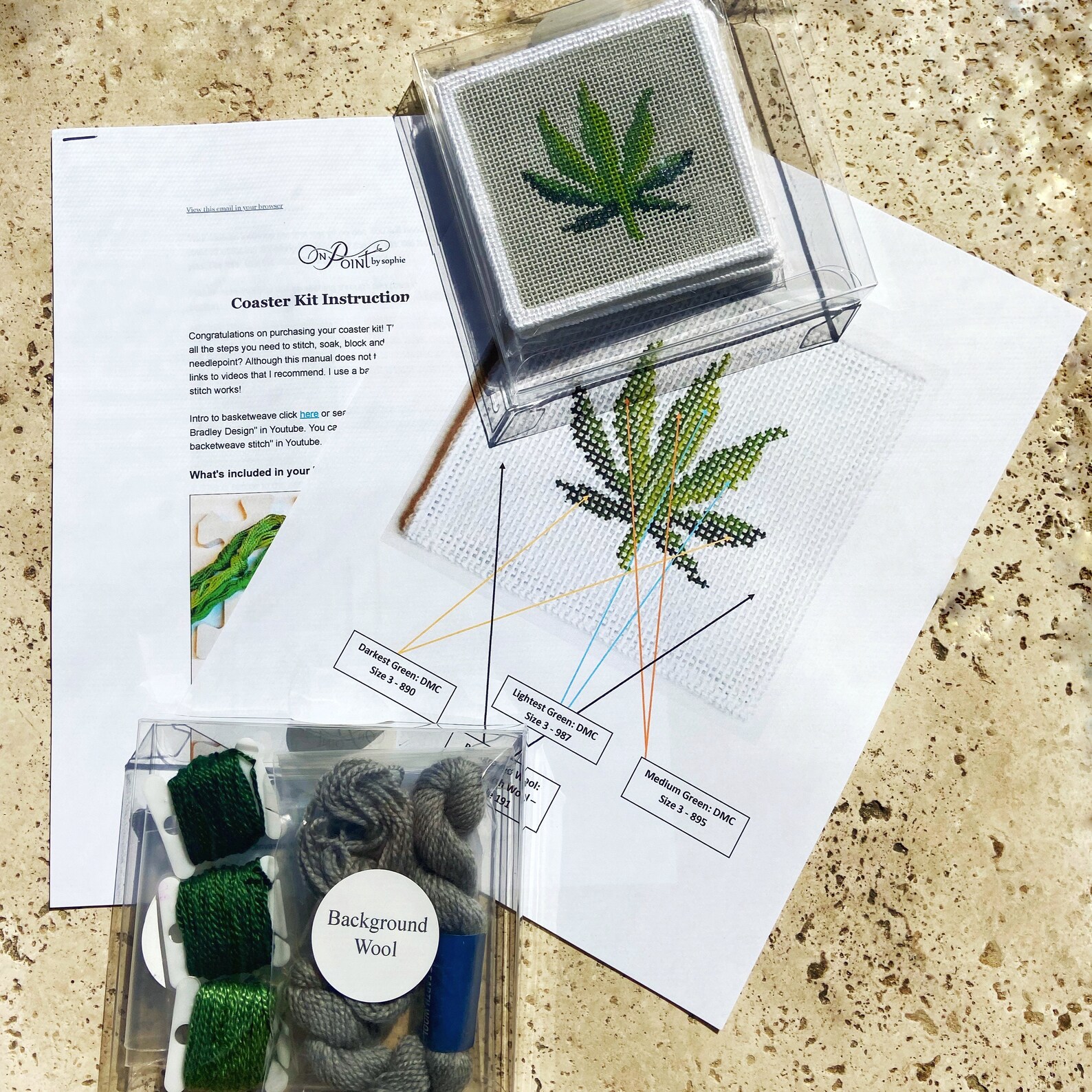 Marijuana Leaf Needlepoint Coaster Kit 2 Canvases With Etsy UK