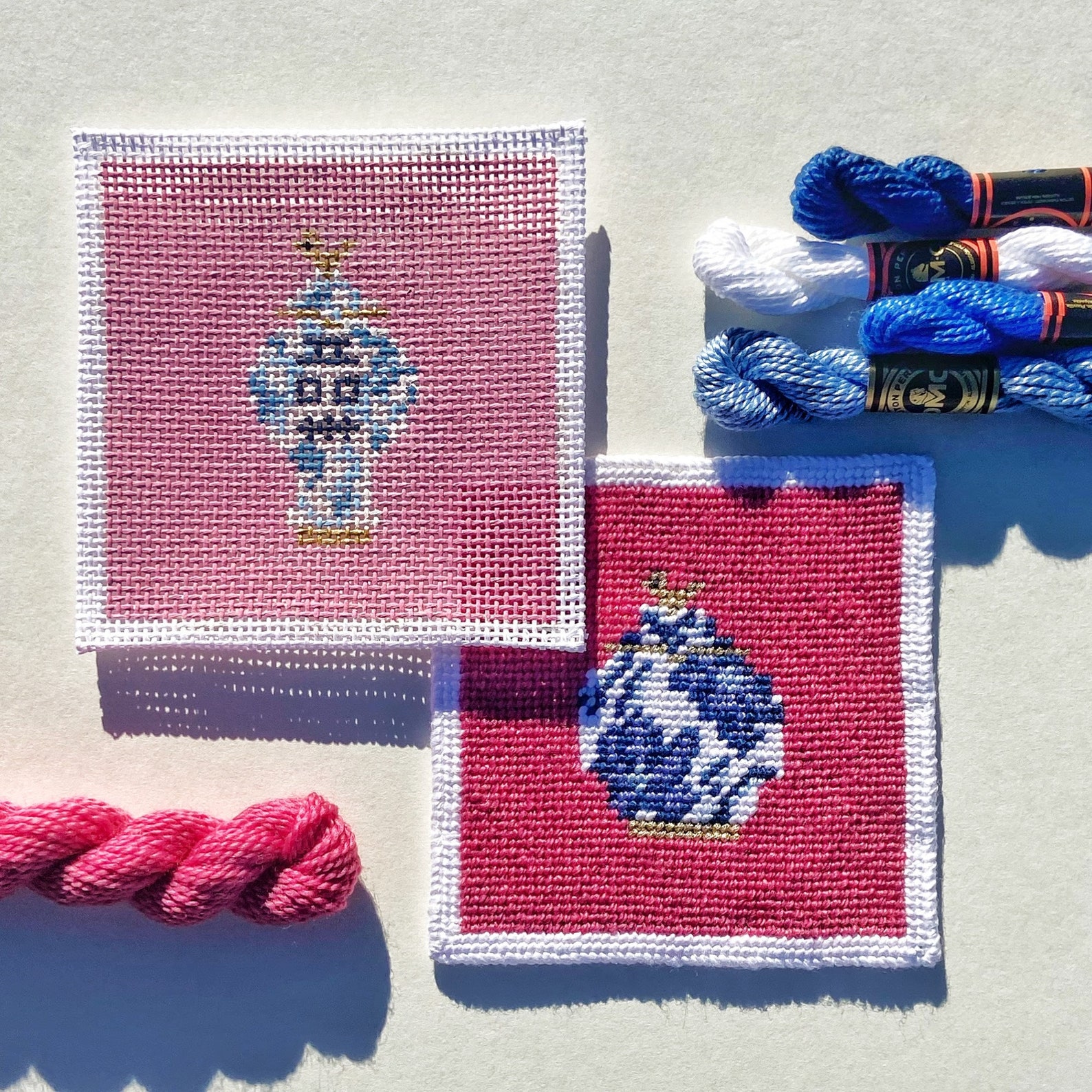 Ginger Jar Needlepoint Coaster Kit 2 Canvases With Threads & Etsy