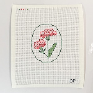 Carnation Flower needlepoint canvas - 13 count mesh canvas