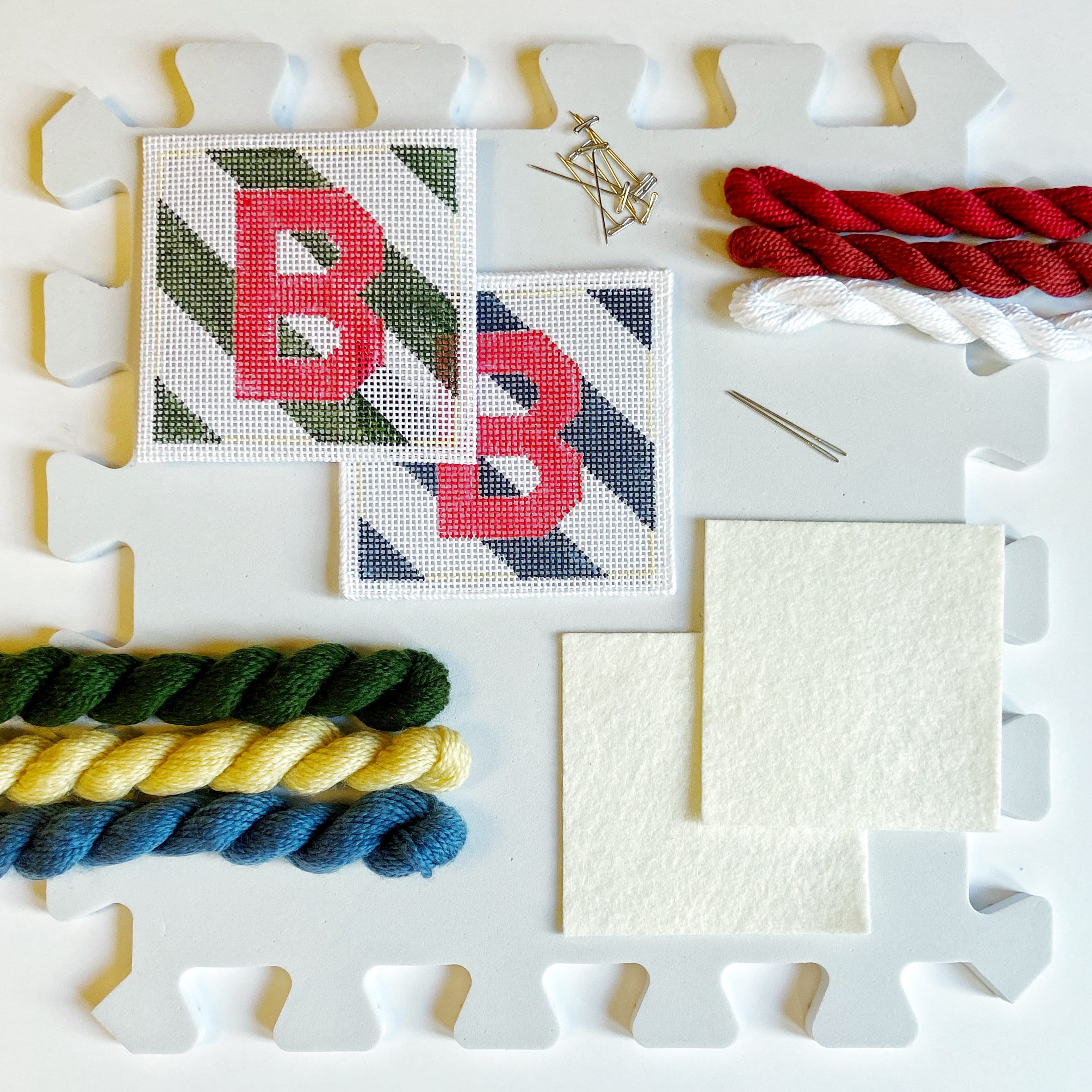 Blocked Letter Needlepoint Coaster Kit 2 Canvases With Etsy