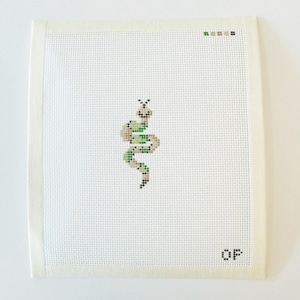 Hand painted needlepoint canvas - snake