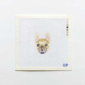 Lienzo bordado a mano de Frenchie - lienzo de malla 13 imagen 1