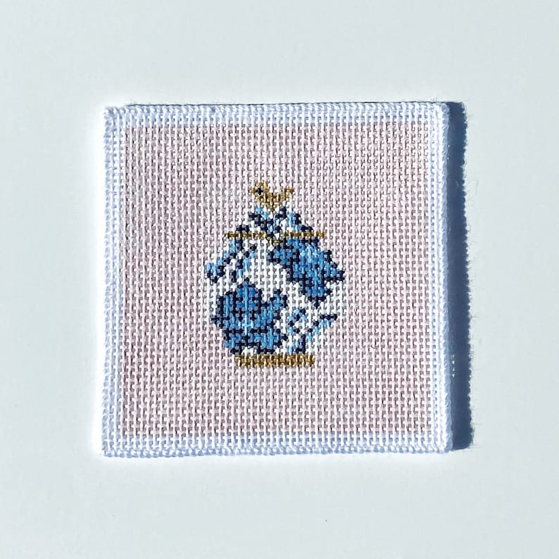 Ginger Jar Needlepoint Coaster Canvas Etsy