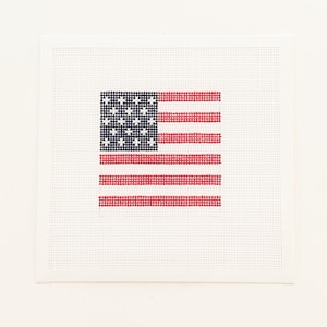 American Flag hand painted needlepoint canvas - 13 count mesh canvas