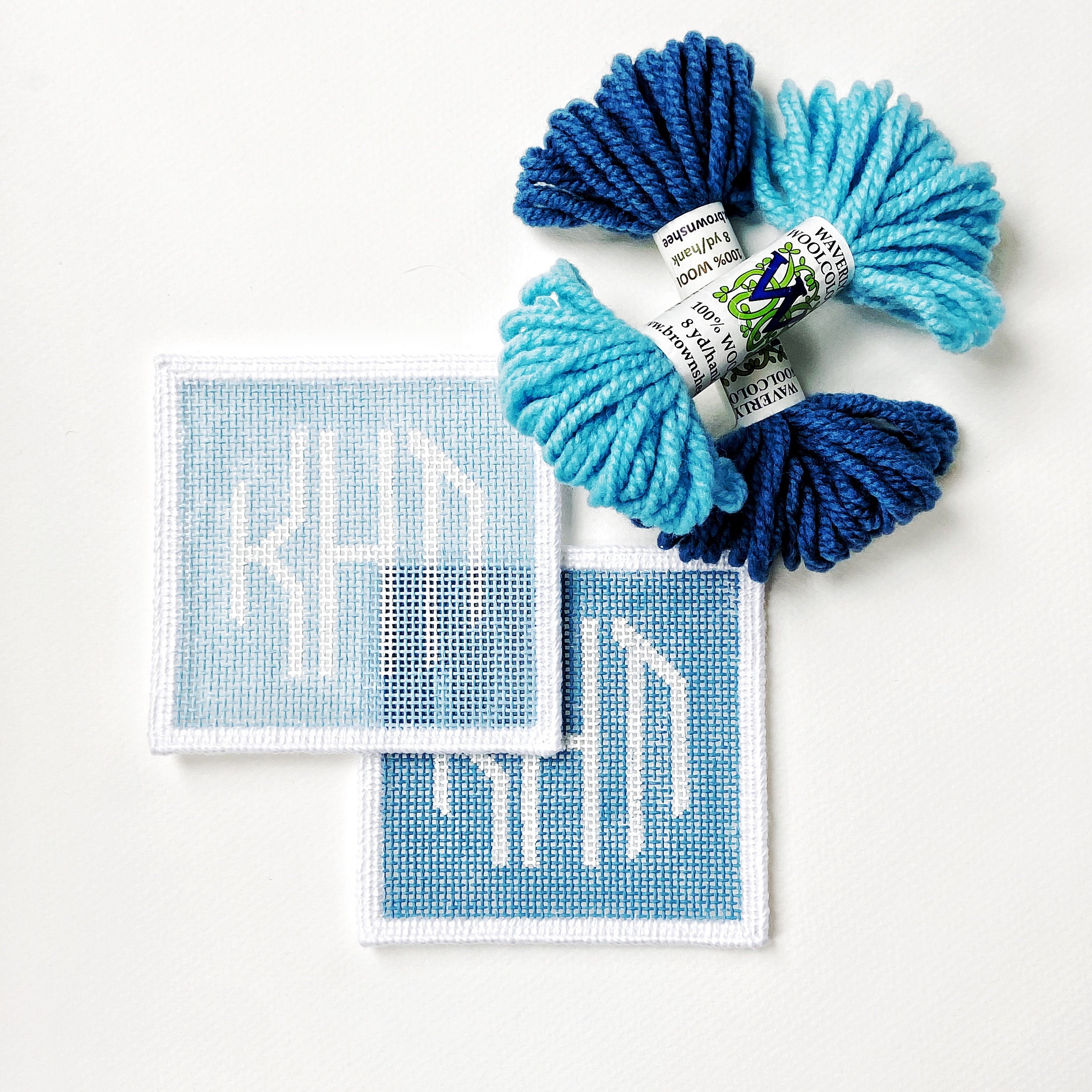 Custom Monogram Needlepoint Coaster Kit 2 Canvases With Etsy Australia