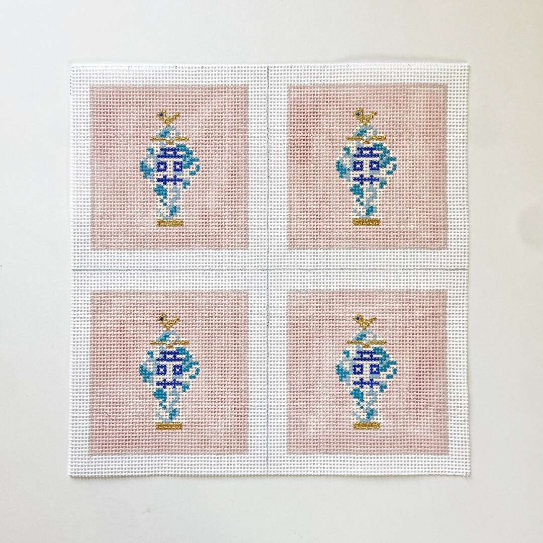 Ginger Jar Needlepoint Coaster Canvas Etsy