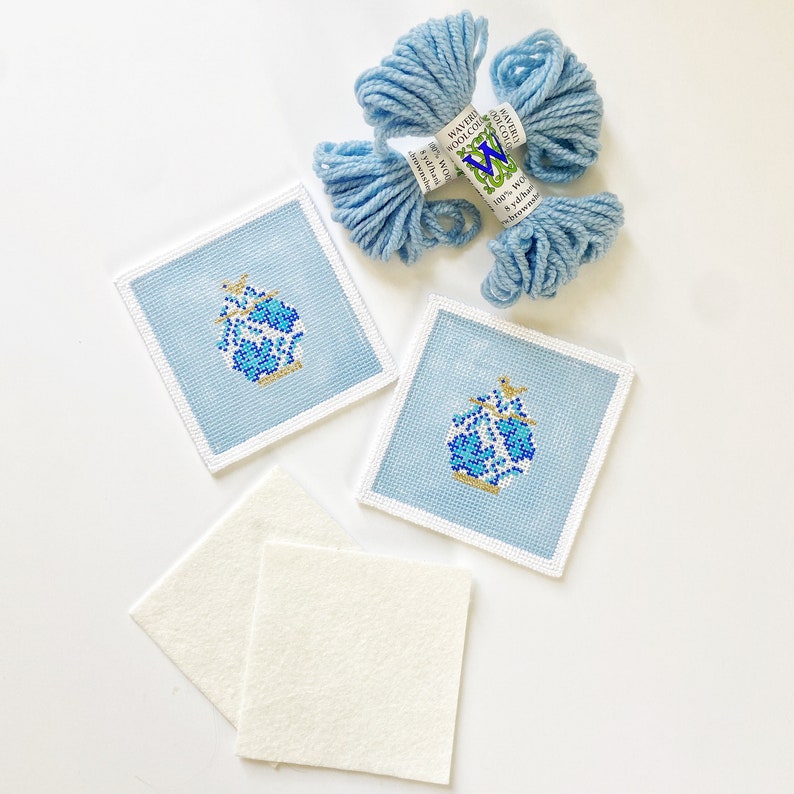 Ginger Jar Needlepoint Coaster Kit 2 Canvases With Threads & Etsy