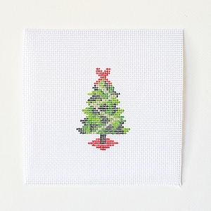 Christmas Tree hand painted needlepoint canvas - 13 count mesh canvas