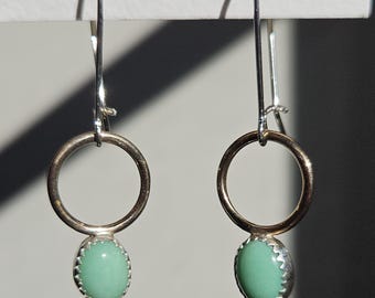 Bronze Open Portal Earrings - Chrysoprase